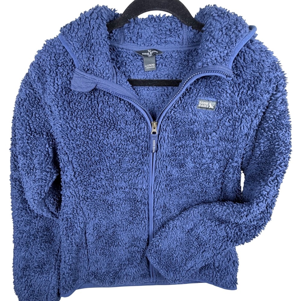Eddie Bauer Kids Blue Cozy Sherpa Hooded Jacket Full Zip EU35OW627 Size L 14-16